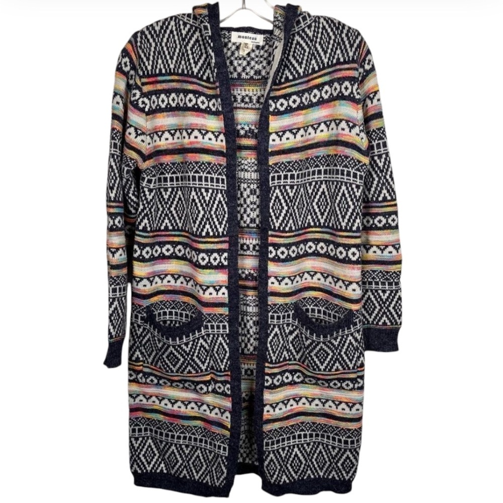 Monteau Hooded Open Cardigan Sweater Sz XS